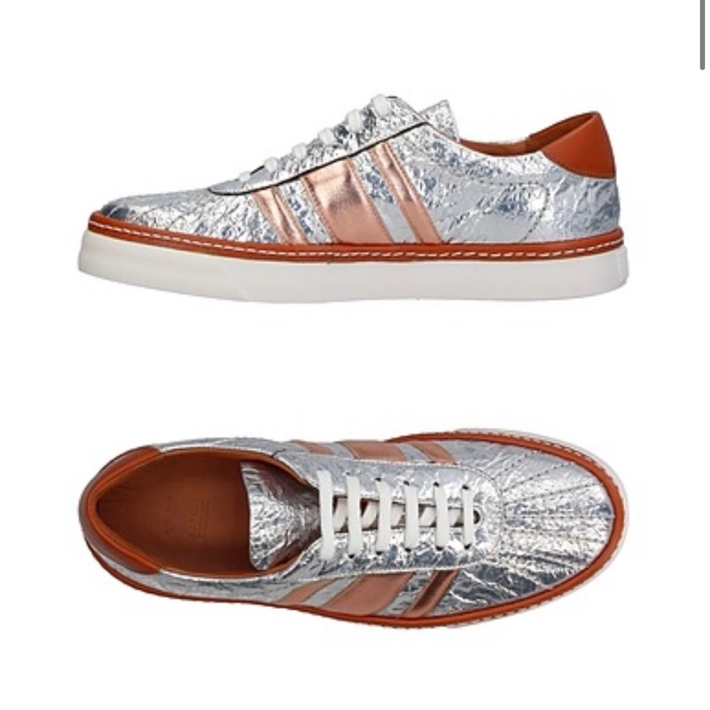 Missoni Metallic Leather Sneaker in Silver Size 8